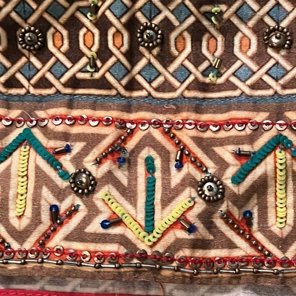 Anthropologie Tanvi Kedi pleated skirt Beaded Morroccan Mosaic Print Boho Size 4 - Picture 7 of 11